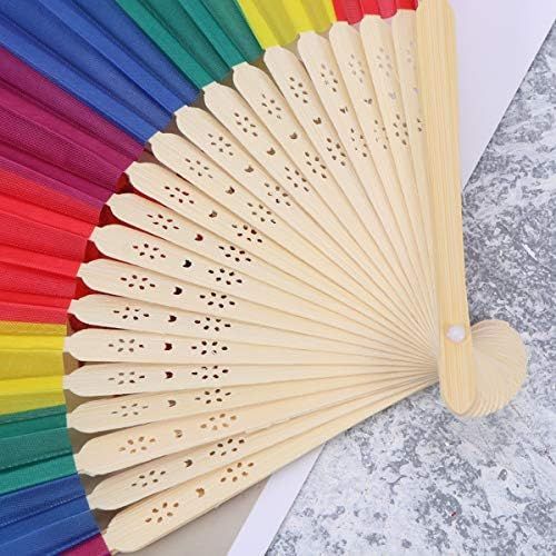  [아마존베스트]NUOBESTY Rainbow Folding Fan Colourful Hand Fan for Theme Party Festival Dance Performance Prop Decoration 21 cm Bamboo, 164JNW20324AU31G5A185CI