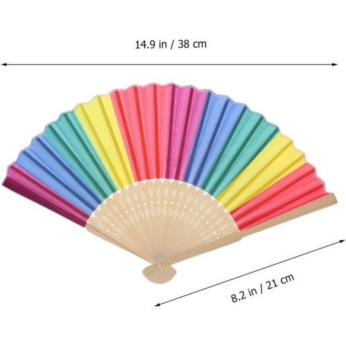  [아마존베스트]NUOBESTY Rainbow Folding Fan Colourful Hand Fan for Theme Party Festival Dance Performance Prop Decoration 21 cm Bamboo, 164JNW20324AU31G5A185CI
