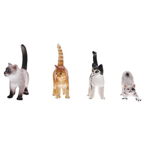  NUOBESTY Miniature Cat Figurines, Mini Resin Cat Model Ornaments Moss Landscape Simulation Cat Craft for DIY Fairy Garden Dollhouse Desktop Decoration 4pcs