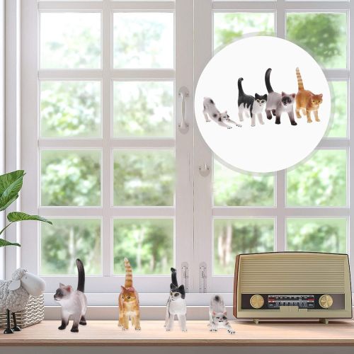  NUOBESTY Miniature Cat Figurines, Mini Resin Cat Model Ornaments Moss Landscape Simulation Cat Craft for DIY Fairy Garden Dollhouse Desktop Decoration 4pcs