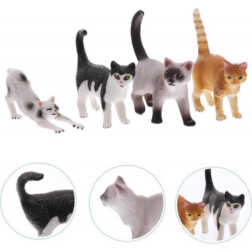  NUOBESTY Miniature Cat Figurines, Mini Resin Cat Model Ornaments Moss Landscape Simulation Cat Craft for DIY Fairy Garden Dollhouse Desktop Decoration 4pcs