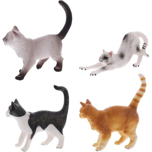  NUOBESTY Miniature Cat Figurines, Mini Resin Cat Model Ornaments Moss Landscape Simulation Cat Craft for DIY Fairy Garden Dollhouse Desktop Decoration 4pcs