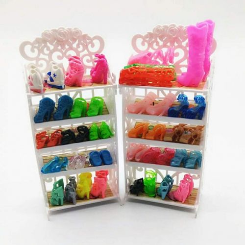  NUOBESTY Doll Shoes Rack Miniature Dollhouse Furniture for Girl Doll Playset Accessories