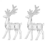 NUOBESTY 2pcs Christmas Deer Figures Glass Reindeer Sculpture Statues Clear Standing Reindeer Elk Decorations Forest Woodland Animals Figurines Fireplace Tabletop Cake Topper Decor