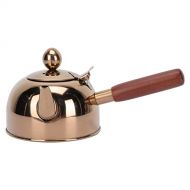 NUOBESTY Stainless Steel Teakettle with Wood Handle 500ml Stove Top Tea Pot Tea Boiler Hot Water Kettle for Tea and Coffee Rose Gold