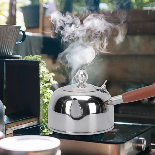  NUOBESTY Stainless Steel Teakettle with Wood Handle 680ml Stove Top Tea Pot Tea Boiler Hot Water Kettle for Tea and Coffee Sliver