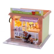 NUOLUX Wood Dollhouse Miniature Kit DIY Doll House Room With Furniture Cover Toy Kids Gift (Our Tea House)