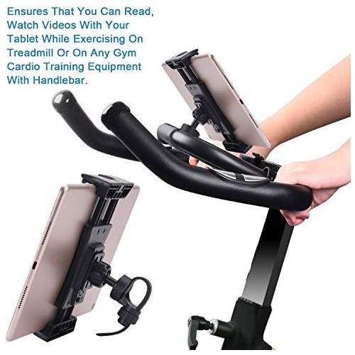  [아마존베스트]NUOMIC Tablet holder bicycle, iPad holder for car headrest/microphone stand/exercise bike/treadmill, 360° rotatable tablet holder for iPad series and tablet and 4.7-12.9 inches.