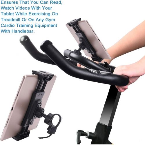  [아마존베스트]NUOMIC Tablet holder bicycle, iPad holder for car headrest/microphone stand/exercise bike/treadmill, 360° rotatable tablet holder for iPad series and tablet and 4.7-12.9 inches.