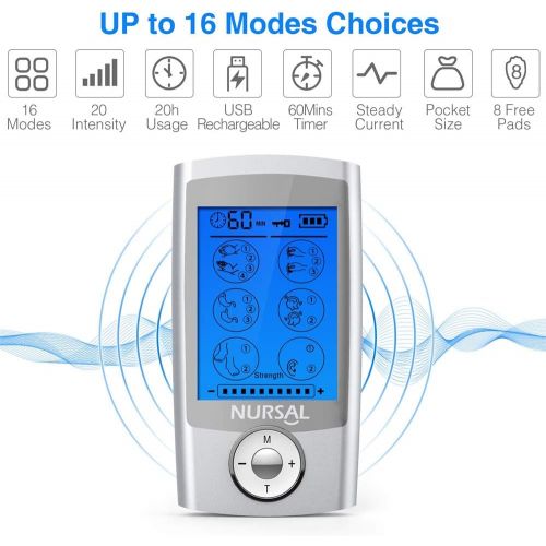  [아마존 핫딜]  [아마존핫딜]NURSAL TENS Unit Muscle Stimulator with 8 Electrode Pads, Rechargeable Electronic Pulse Massager for Pain Relief Therapy, Arthritis, Muscle Stiffness/Soreness and Aches, Perfect fo