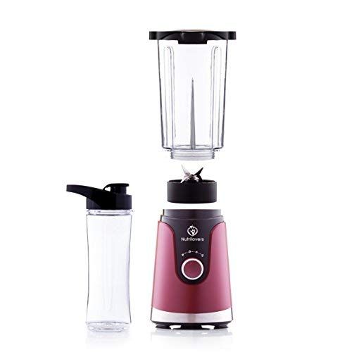  NUTRILOVERS Smoothies Maker + Drinking Bottle to Go (BPA Free)Mini Stand Mixer, Stainless Steel Bladesup to 23.000u/min, 0,4ps Engine (300Watt)