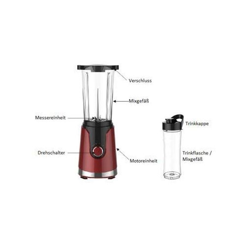  NUTRILOVERS Smoothies Maker + Drinking Bottle to Go (BPA Free)Mini Stand Mixer, Stainless Steel Bladesup to 23.000u/min, 0,4ps Engine (300Watt)