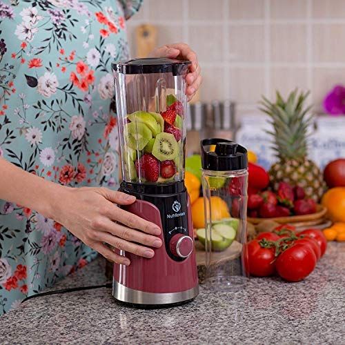  NUTRILOVERS Smoothies Maker + Drinking Bottle to Go (BPA Free)Mini Stand Mixer, Stainless Steel Bladesup to 23.000u/min, 0,4ps Engine (300Watt)