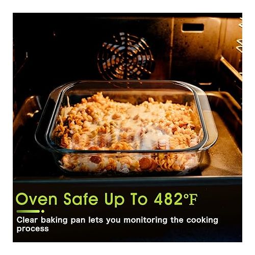  NUTRIUPS 1.7QT Square Glass Baking Dish,8.2x8.2In Square Baking Dish,Square Baking Pan,Glass Baking Dish for Oven