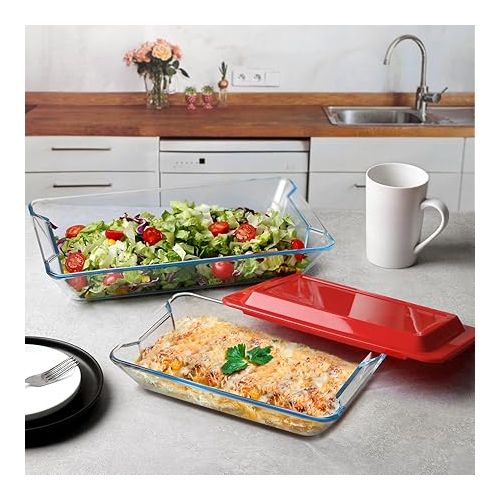  Mini Glass Baking Dish with Lid, 1QT Glass Oven Dish Rectangular, Rectangular Mini Baking Pan