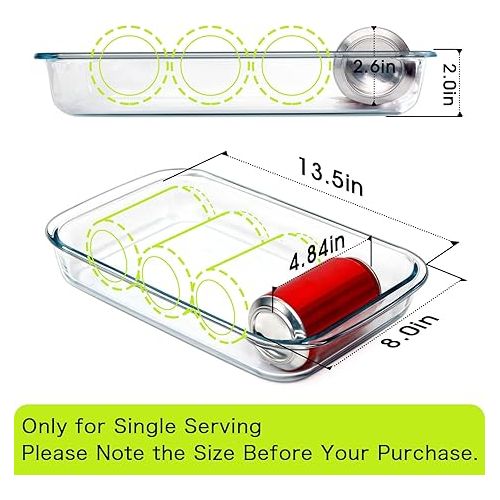  2 Quart -Mini Glass Baking Dish for Oven, Single Serving Glass Pan for Cooking Glass Casserole Dish Rectangular Baking Pan Glass Bakeware, 12 x 8 Small Glass Baking Pan