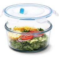NUTRIUPS 1.6L Glass Food Storage Containers Set, Round Meal Prep Containers, Glass Bowls With Lid
