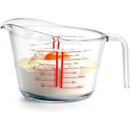 32oz (4-Cup) Glass Measuring Cup, Heighten Spout for Easy Pouring Measuring Glass, Clear with Red Measurements