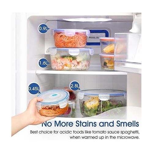  NUTRIUPS 0.9L Glass Food Storage Containers Set, Round Meal Prep Containers, Glass Bowls With Lid