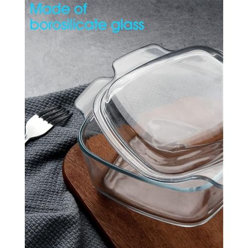  NUTRIUPS 1L Glass Casserole Dish for Oven with Lid Square Casserole Dish with Lid, Mini Glass Casserole Cookware Small Casserole Dish