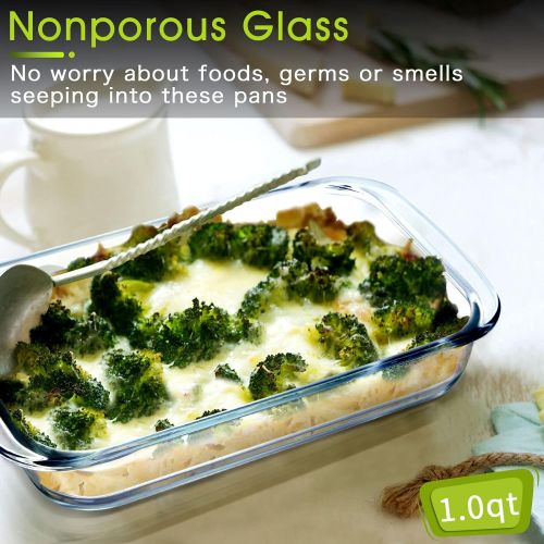  NUTRIUPS Mini Glass Baking Dish for Oven Glass Pan for Cooking Small Glass Casserole Dish Rectangular Baking Pan Glass Oven Bakeware, 1 Piece (1 Quart)