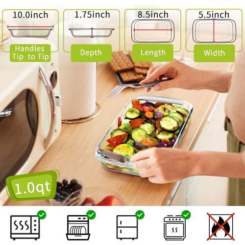  [아마존베스트]NUTRIUPS Clear Glass Baking Dish for Oven Glass Pan for Cooking Small Oblong Casserole Dish Rectangular Baking Pan Glass Bakeware,1 Piece (1 Quart)