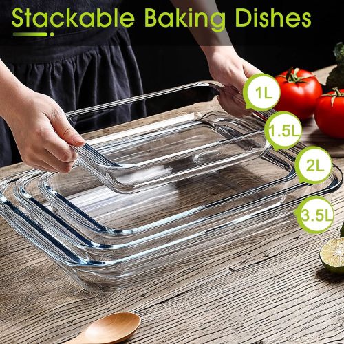  [아마존베스트]NUTRIUPS Clear Glass Baking Dish for Oven Glass Pan for Cooking Small Oblong Casserole Dish Rectangular Baking Pan Glass Bakeware,1 Piece (1 Quart)