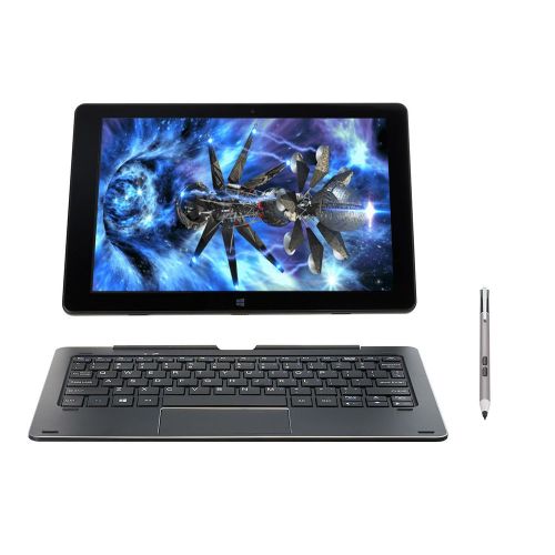  NUVISION Nuvision DUO 10.1-inch HD IPS Touchscreen 2-in-1 Laptop PC with Keyboard and Stylus Intel Atom Processor 2GB RAM 64GB SSD 802.11ac WIFI HDMI Webcam Bluetooth Windows 10-Blue