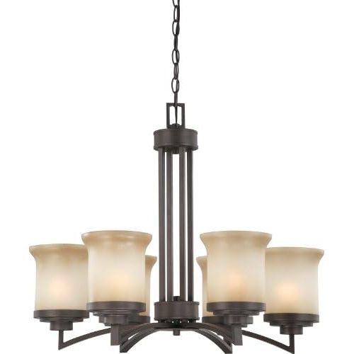  Nuvo Lighting 60/4125 Six Light Harmony Chandelier with Saffron Glass, Dark Chocolate Bronze