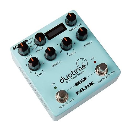  NUX Duotime Stereo Delay Pedal with Independent Time,Analog Delay,Tape Echo,Digital Delay,Modulation Delay and Verb Delay