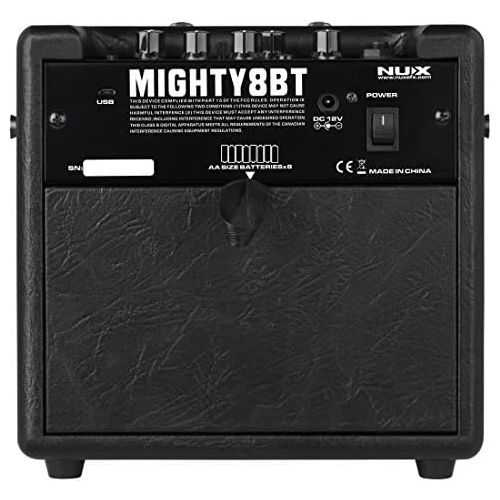  NUX Mighty 8BT 8-watt Portable Electric Guitar Amplifier with Bluetooth, Guitar and Microphone Channels,Mobile APP (with Bluetooth)