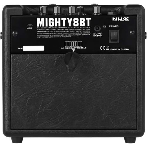  NUX Mighty 8BT 8-watt Portable Electric Guitar Amplifier with Bluetooth, Guitar and Microphone Channels,Mobile APP (with Bluetooth)