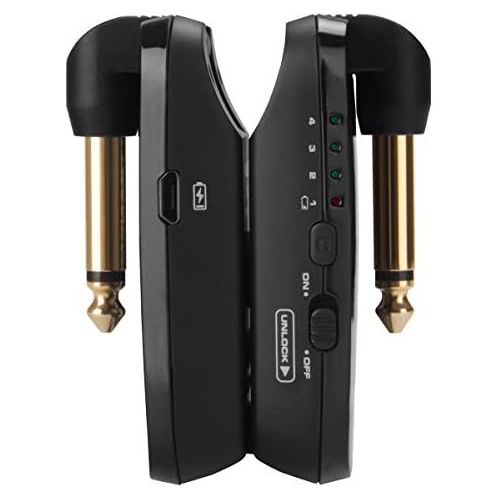  NUX B-2 Wireless Guitar System 2.4GHz Rechargeable 4 Channels Wireless Audio Transmitter Receiver 4ms Latency for Passive Guitar (Black)