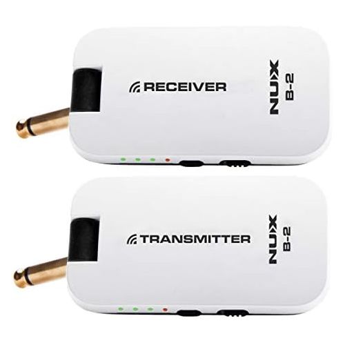  NUX B-2 Wireless Guitar System 2.4GHz Rechargeable 4 Channels Wireless Audio Transmitter Receiver (White)