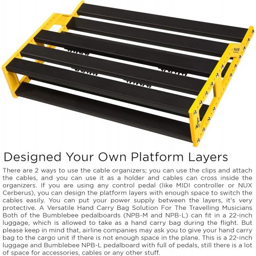  NuX EFX NPB-L (Large) Bumblebee Guitar Effects Pedalboard w/Bag, 13x18x4 Inches