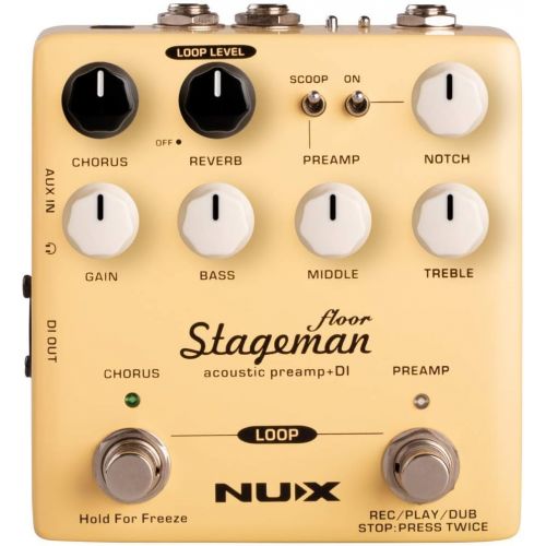  NUX Stageman Floor Acoustic Preamp/DI Pedal with Chorus, Reverb,Freeze and 60 seconds Loop for Acoustic Guitar,Violin,Mandolin,Banjo