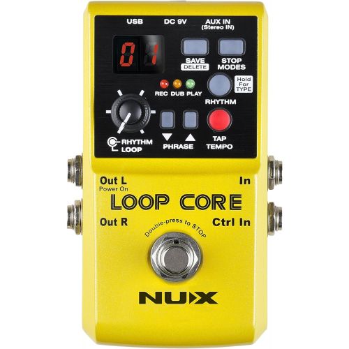  Nux Loop Core Guitar Effect Pedal Looper 6 Hours Recording Time, 99 User Memories, Drum Patterns with Tap Tempo