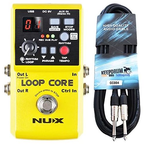  [아마존베스트]NUX Loop Core Looper Pedal and Keepdrum Guitar Cable 3 m