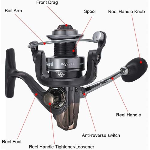  [아마존베스트]NUZAMAS HQ9000 Fishing Reels - 13+1 Ball Bearing Lightweight Smooth Spinning Reels Max 18kg Resistance Salt, Freshwater Bait and Bait Fishing - Right and Left