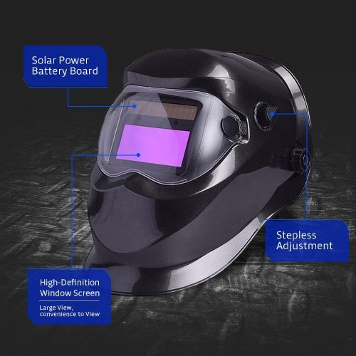  Nuzamas Solar Powered Auto Darkening Welding Helmet Mask Weld Simple Black Face Protection for Arc Tig Mig Grinding Plasma Cutting with Adjustable Shade Range DIN49-13 UVIV prote