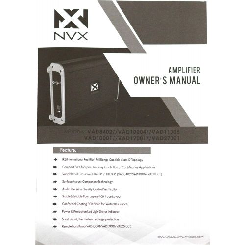  [아마존베스트]NVX VAD10004-1000W RMS Full Range Class D 4-Channel Car/Marine/Powersports Amplifier