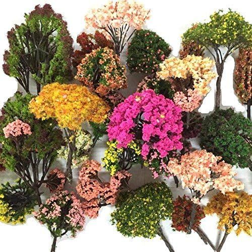  [아마존베스트]NW 32pcs Mixed Colorful Model Trees Model Train Scenery Architecture Trees Model Scenery with No Stands（0.79-6.30inch）