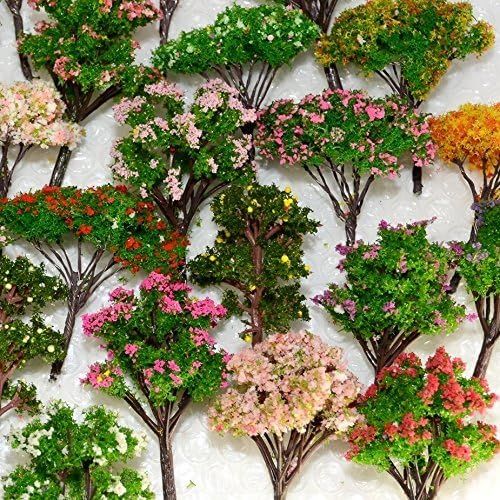  [아마존베스트]NW 32pcs Mixed Colorful Model Trees Model Train Scenery Architecture Trees Model Scenery with No Stands（0.79-6.30inch）