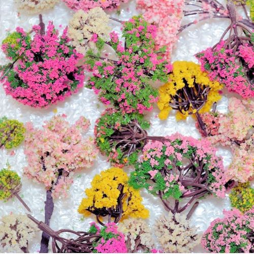  [아마존베스트]NW 32pcs Mixed Colorful Model Trees Model Train Scenery Architecture Trees Model Scenery with No Stands（0.79-6.30inch）