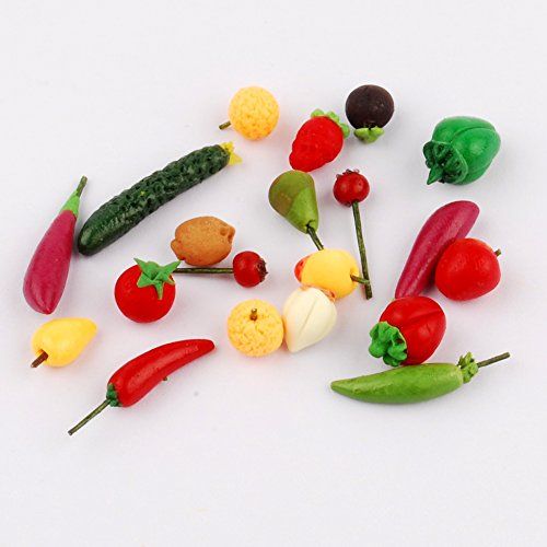  NW 1/12 Mini Fruits and Vegitable Dollhouse Decoration Play Food Set for Dollhouse Kitchen Decoration (20pcs)