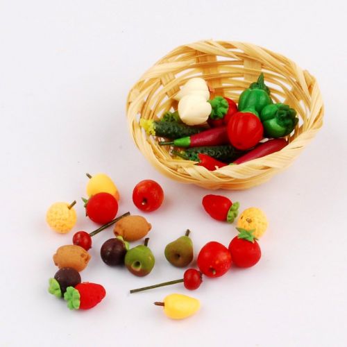  NW 1/12 Mini Fruits and Vegitable Dollhouse Decoration Play Food Set for Dollhouse Kitchen Decoration (20pcs)