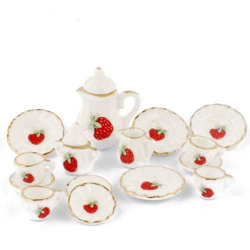  NW 1 Set 15 Pieces Ceramics Tea Cup Set Lovely Dollhouse Decoration Set Dollhouse Kitchen Accessories (#10)