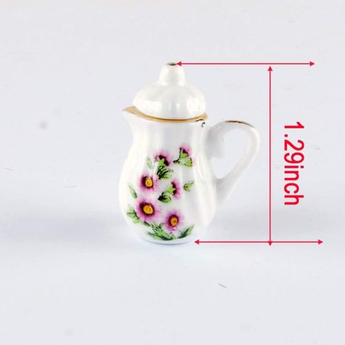  NW 1 Set 15 Pieces Ceramics Tea Cup Set Lovely Dollhouse Decoration Set Dollhouse Kitchen Accessories (#17)