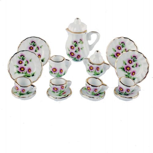  NW 1 Set 15 Pieces Ceramics Tea Cup Set Lovely Dollhouse Decoration Set Dollhouse Kitchen Accessories (#17)