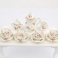 NW 1 Set 15 Pieces Ceramics Tea Cup Set Lovely Dollhouse Decoration Set Dollhouse Kitchen Accessories (#1)